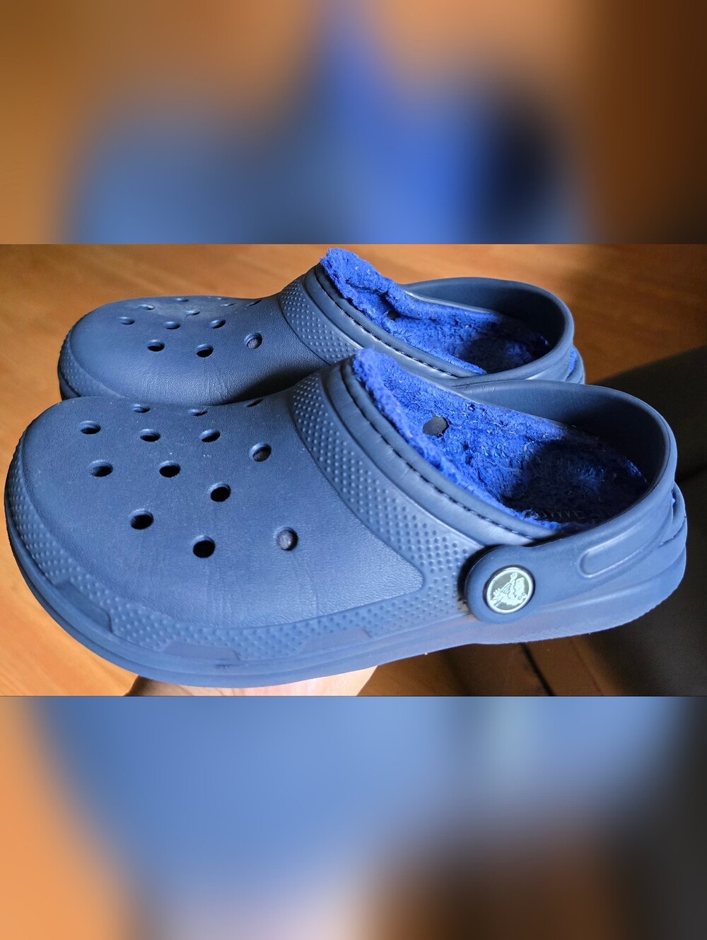 Sz 3 Big Kids CROCS CLASSIC LINED COMFORT Blue Clogs